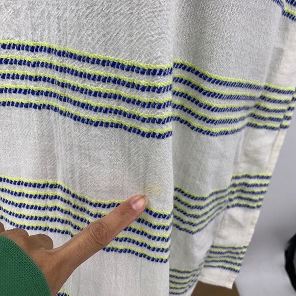 J Crew Dress Womens S Small Multi Cotton Striped Beach Cover Up V Neck Tunic - Picture 4 of 12